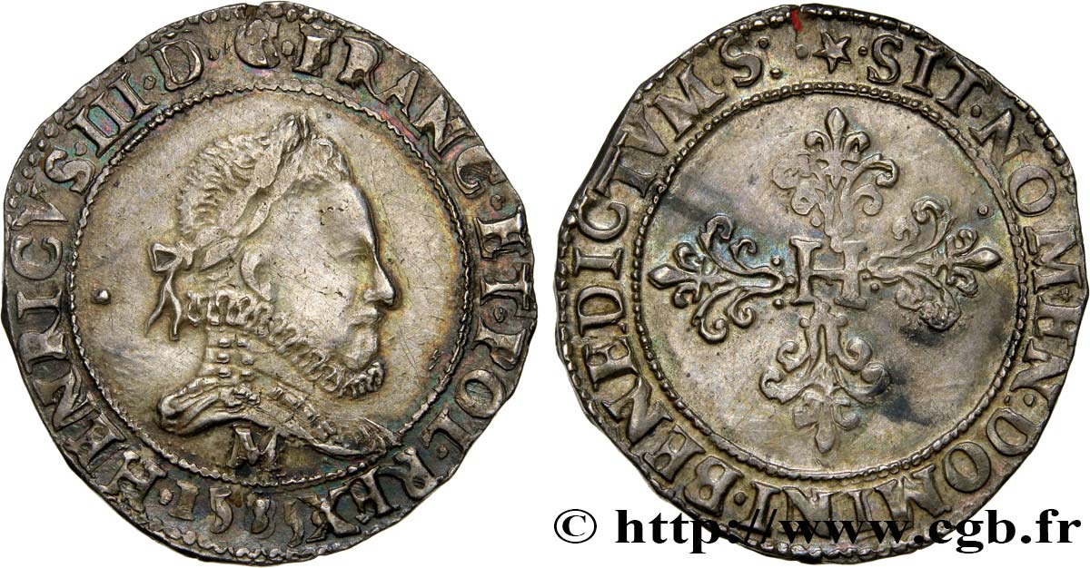 HENRI III Franc au col fraisé 1585 Toulouse TTB+