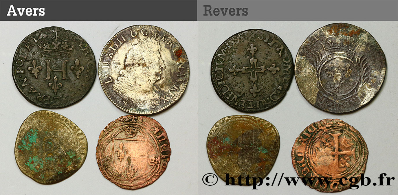 LOTS Lot de 4 monnaies royales en argent n.d. s.l. fS