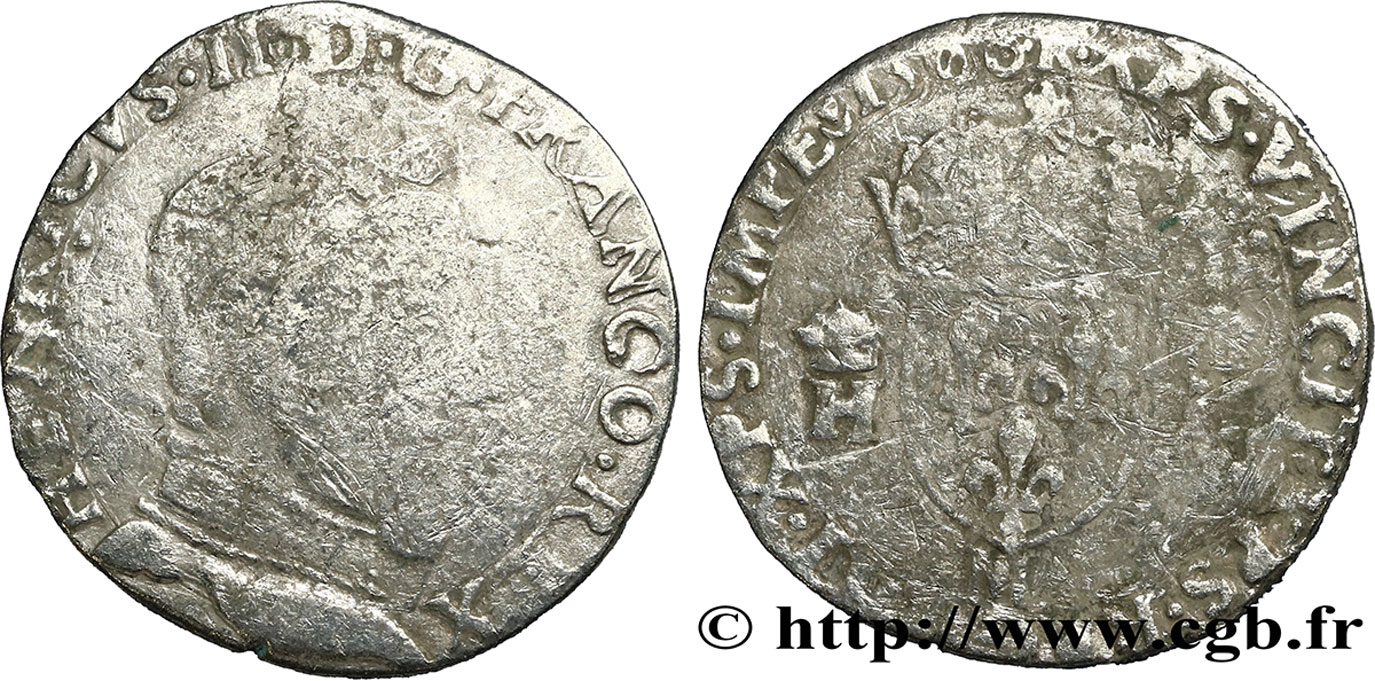FRANCIS II. COINAGE AT THE NAME OF HENRY II Teston à la tête nue, 5e type 1560 Toulouse q.MB