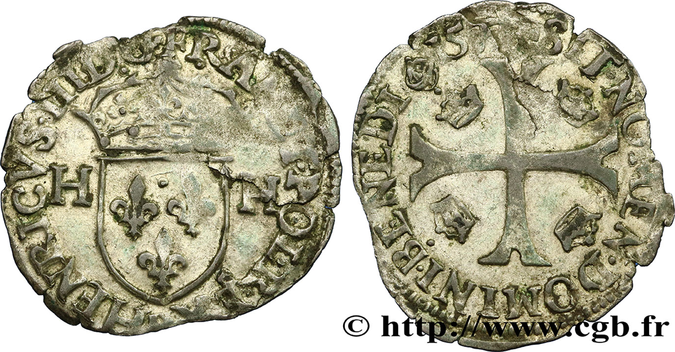 HENRI III Douzain, 1er type 1577 Rouen TB