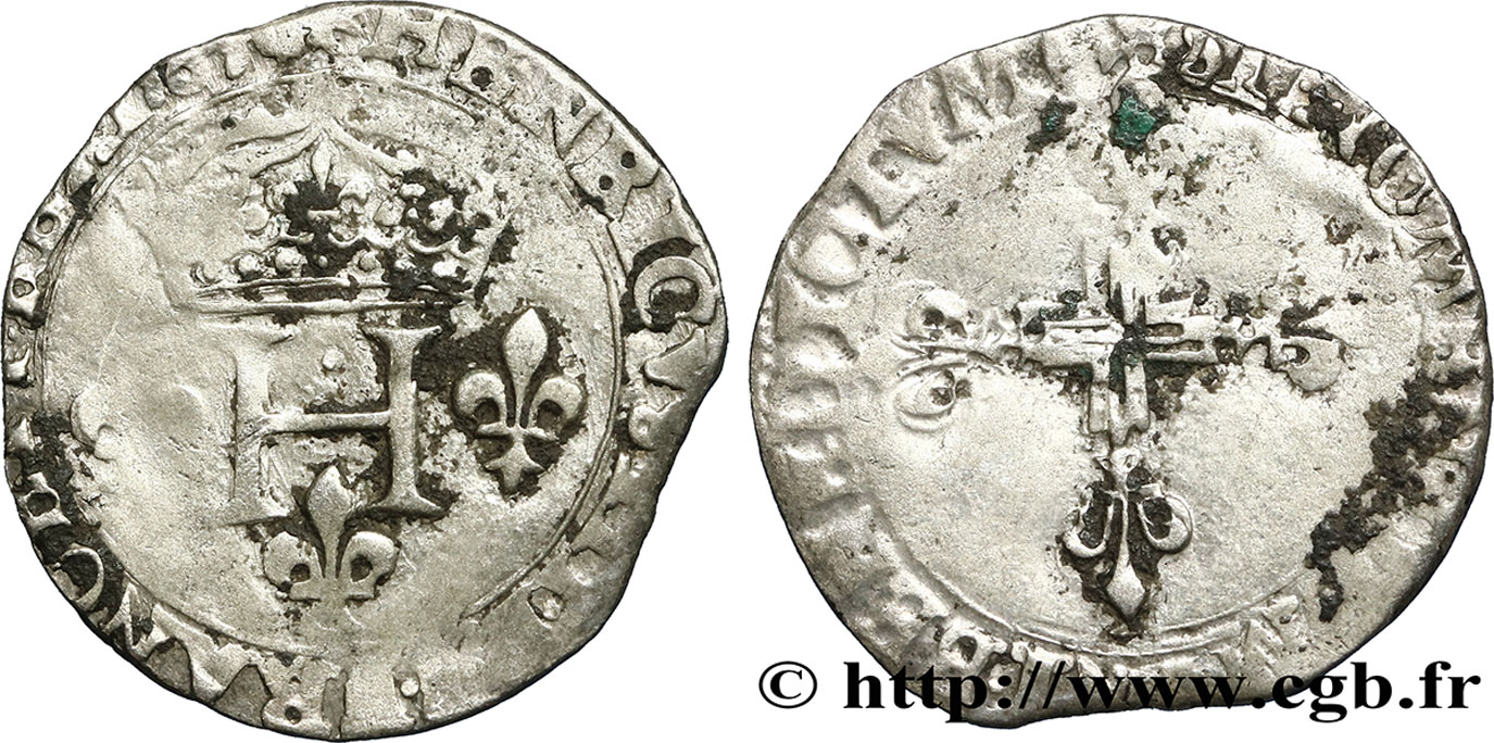 HENRY III Double sol parisis, 2e type 1585 Aix-en-Provence fS