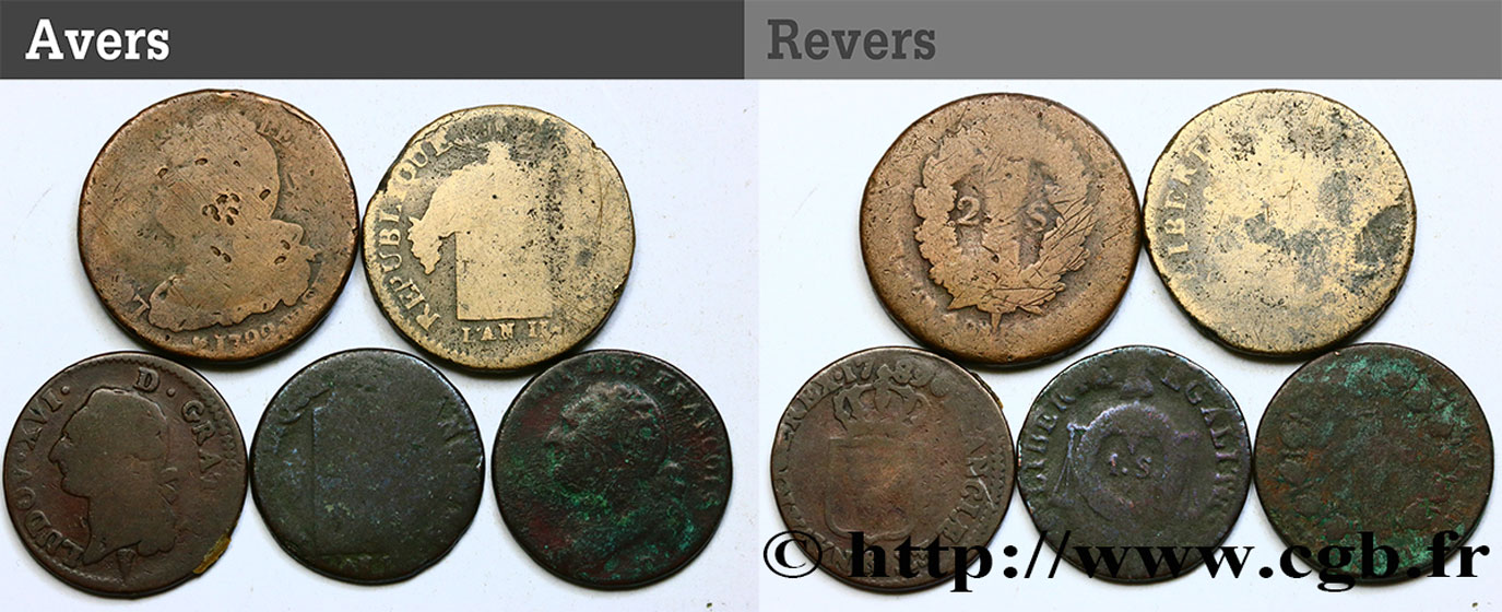 LOTS Lot de cinq monnaies de la Révolution française n.d. s.l. B