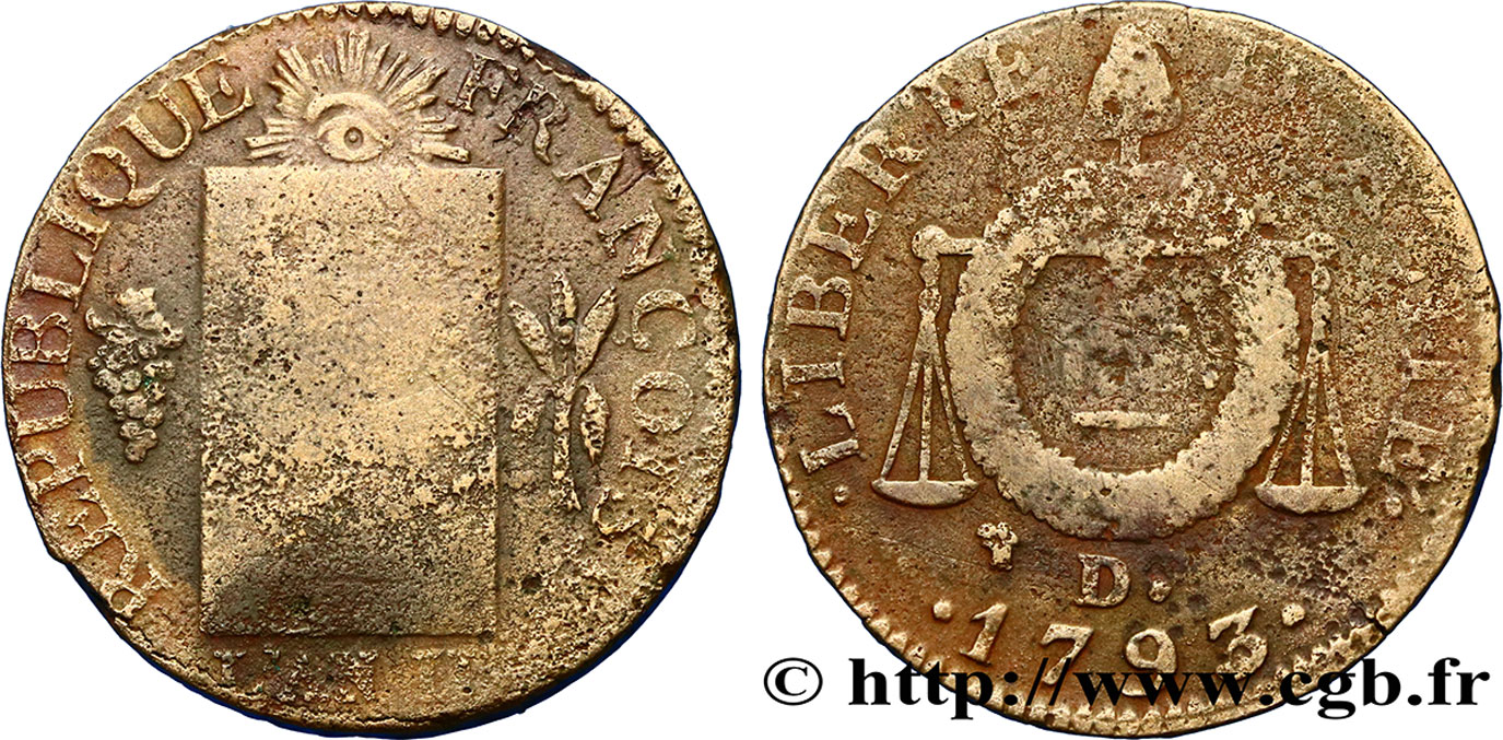 LA CONVENTION 1 sol dit à la table de loi 1793 Dijon TB