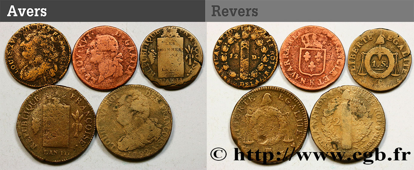 LOTS Lot de cinq monnaies de la Révolution française n.d. s.l. S