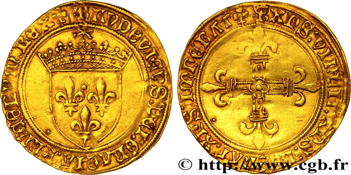 LOUIS XII  Écu d or au soleil 25/04/1498 Saint-André de Villeneuve-lès-Avignon MBC+/MBC