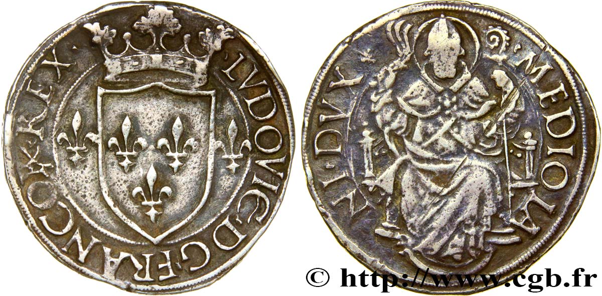 ITALIE - DUCHÉ DE MILAN - LOUIS XII Grossone d’argent c. 1500-1512 Milan TB+/TTB