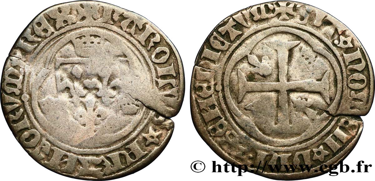 CHARLES VIII Blanc à la couronne n.d. Rouen TB