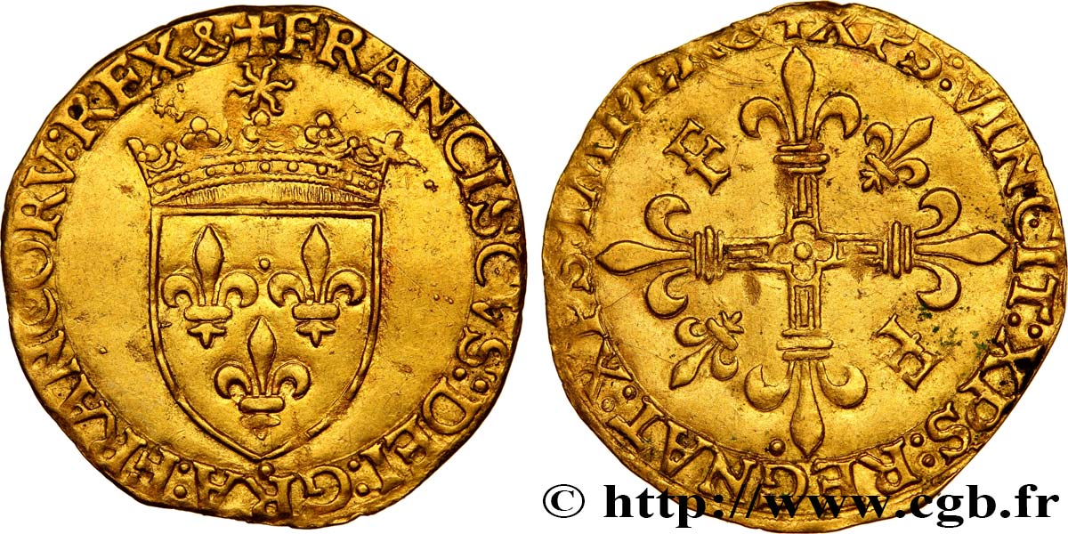 FRANCIS I Écu d or au soleil 5e type 21/07/1519 Rouen AU