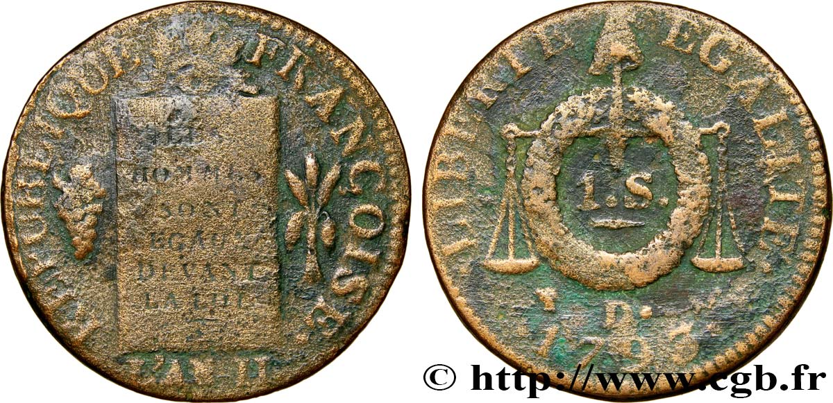 LA CONVENTION 1 sol dit à la table de loi 1793 Dijon TB