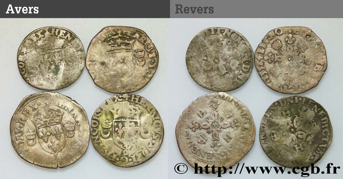 HENRI II Douzain aux croissants, lot de 4 ex. n.d. Ateliers divers B