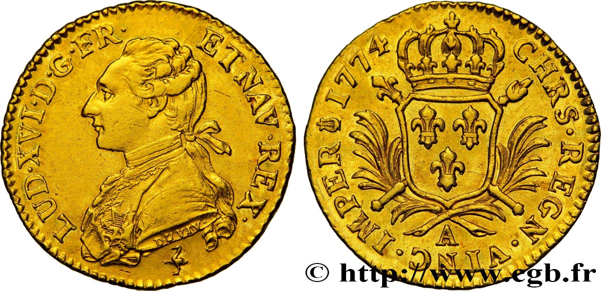 LOUIS XVI Louis d or aux palmes 1774 Paris EBC/SC