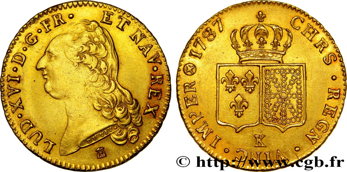 LOUIS XVI Double louis d’or aux écus accolés 1787 Bordeaux SUP