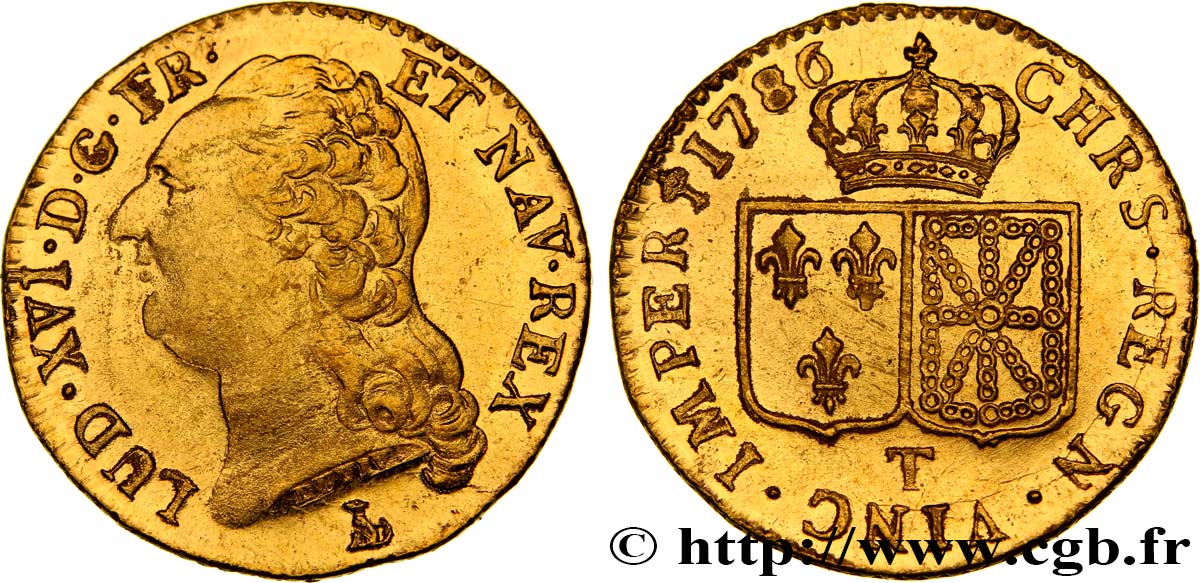 LOUIS XVI Louis d or aux écus accolés 1786 Nantes SC