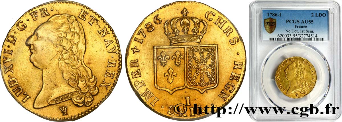 LOUIS XVI Double louis d’or aux écus accolés 1786 Limoges AU55