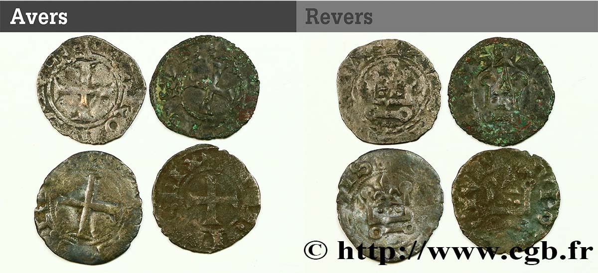 LOTS Lot de 4 monnaies royales en billon n.d. s.l. F