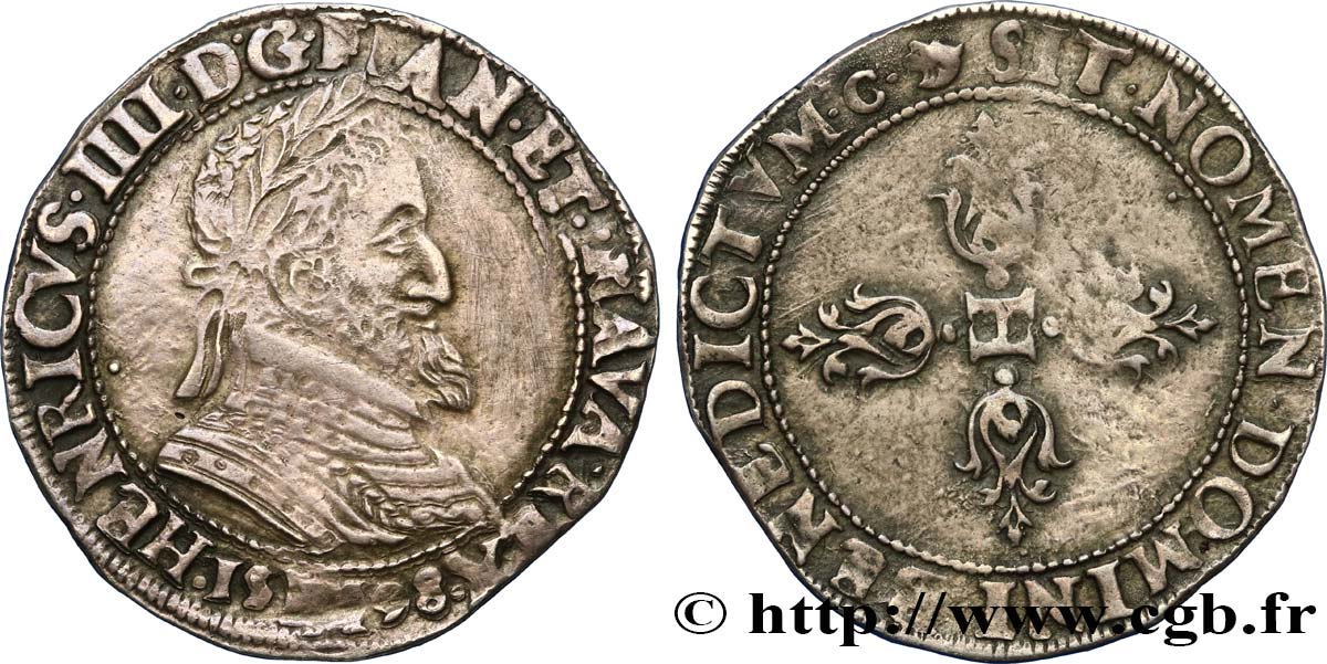 HENRY IV Demi-franc 1598 Toulouse XF/VF
