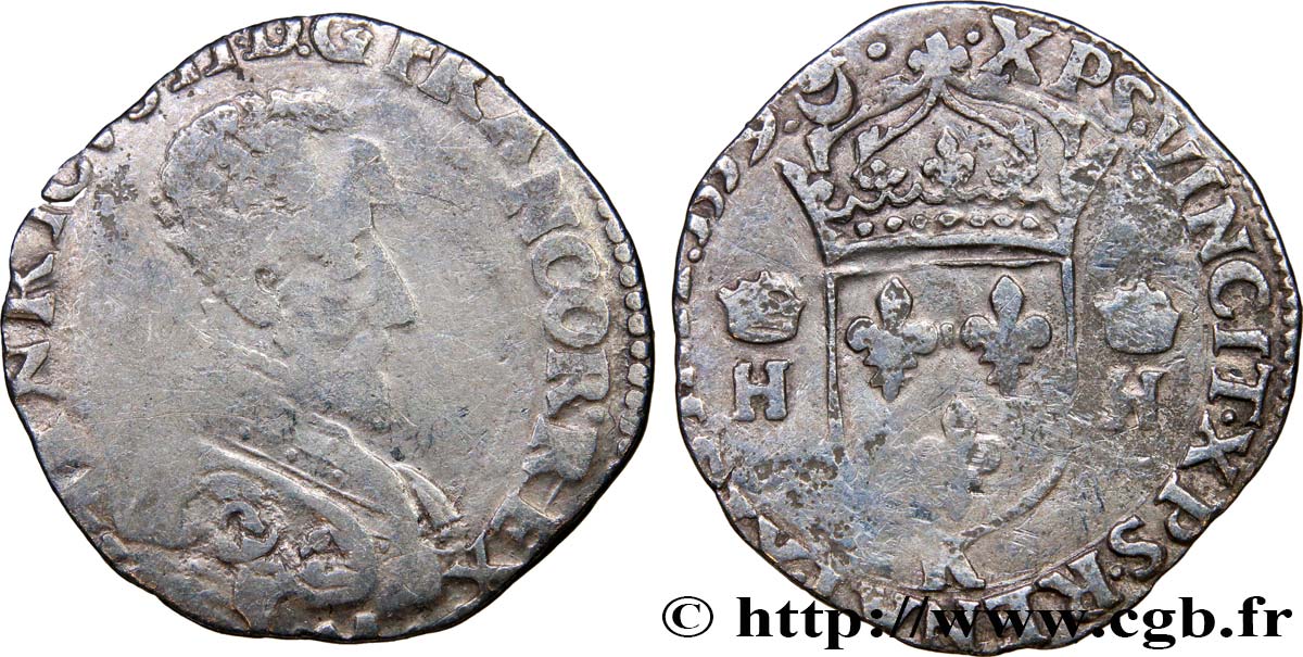 FRANCIS II. COINAGE AT THE NAME OF HENRY II Demi-teston à la tête nue, 3e type 1559 Bordeaux F/VF