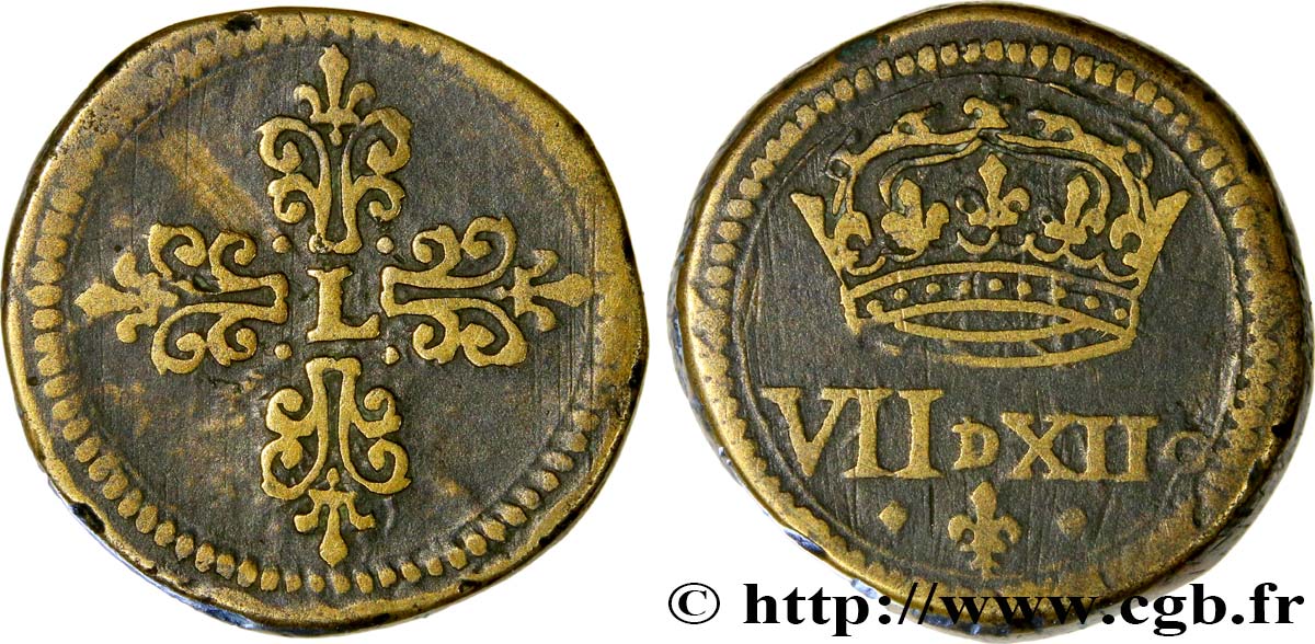 LOUIS XIII LE JUSTE Poids monétaire pour le franc de forme circulaire n.d.  TTB