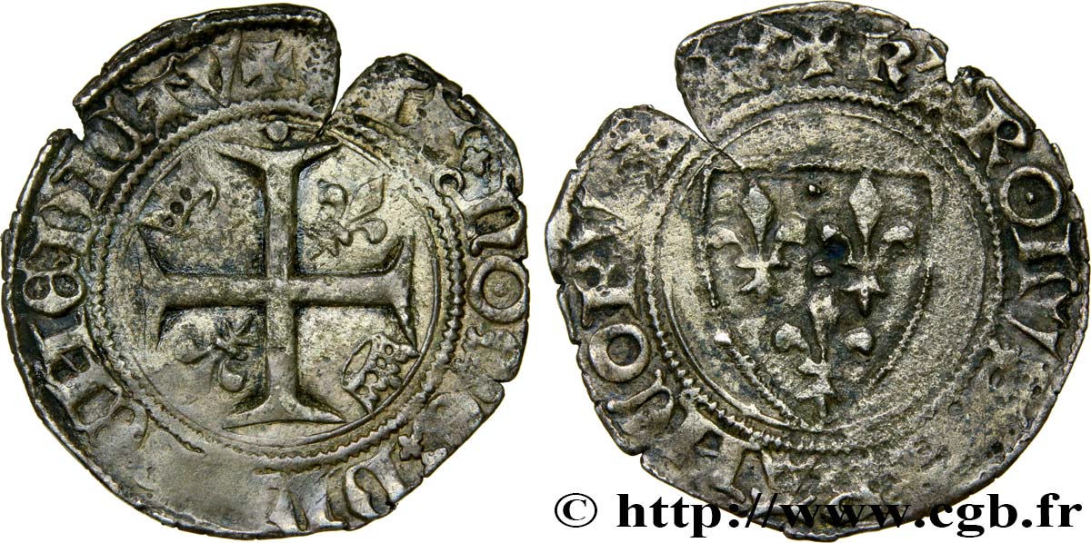 BURGONDY - COINAGE AT THE NAME OF CHARLES VI  THE MAD  OR  THE WELL-BELOVED  Blanc dit  guénar  n.d. Châlons-en-Champagne S