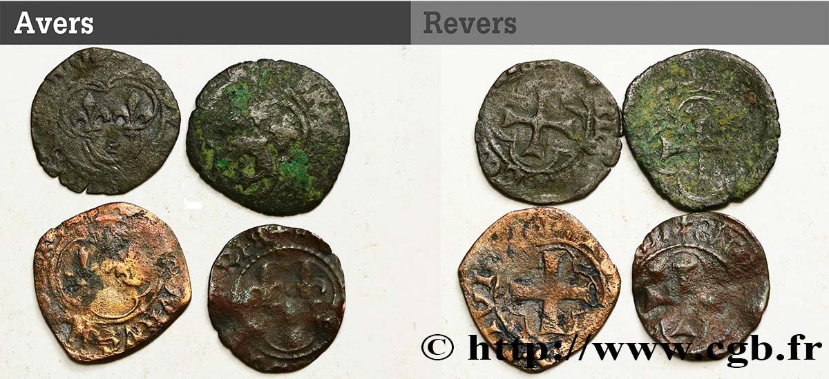 LOTS Lot de 4 monnaies royales  n.d. s.l. F