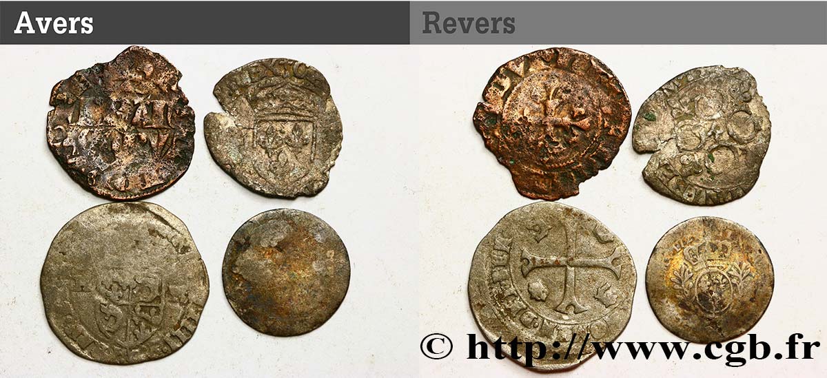 LOTTE Lot de 4 monnaies royales n.d. s.l. q.MB