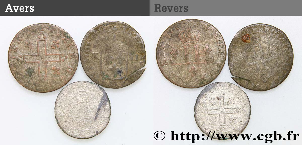 LOTS Lot de 3 monnaies royales en billon n.d. s.l. VG