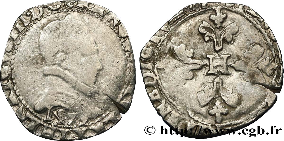 HENRY III Franc au col plat 1579 Bayonne VG