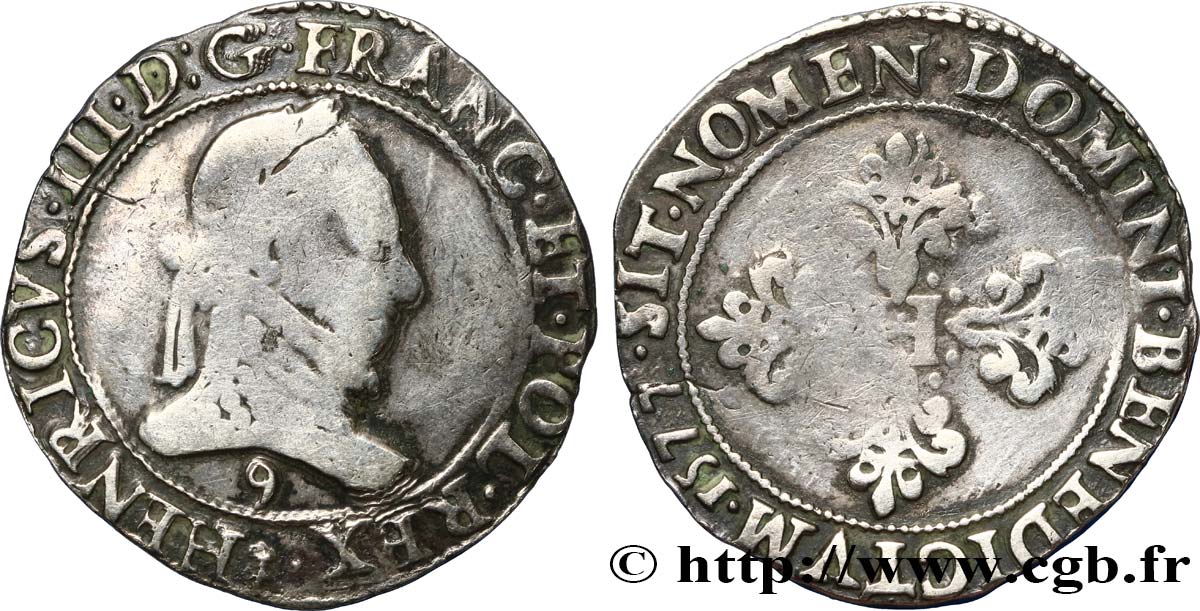 HENRY III Franc au col plat 1577 Rennes VF