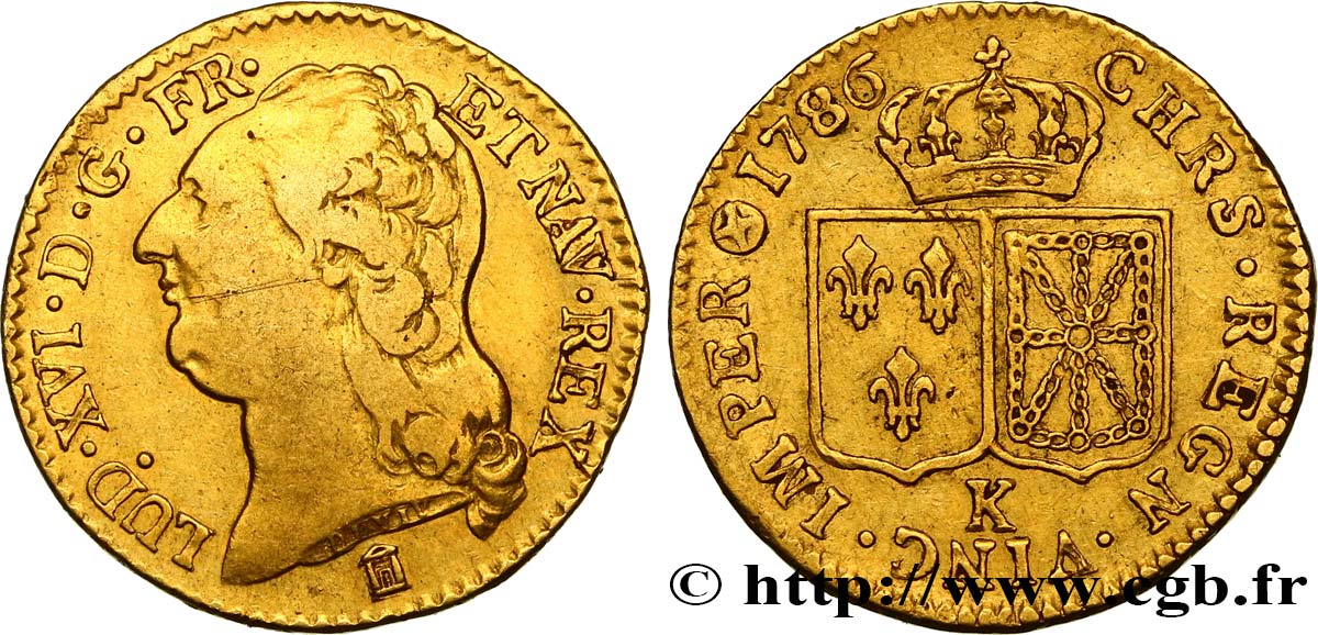 LOUIS XVI Louis d or aux écus accolés 1786 Bordeaux XF