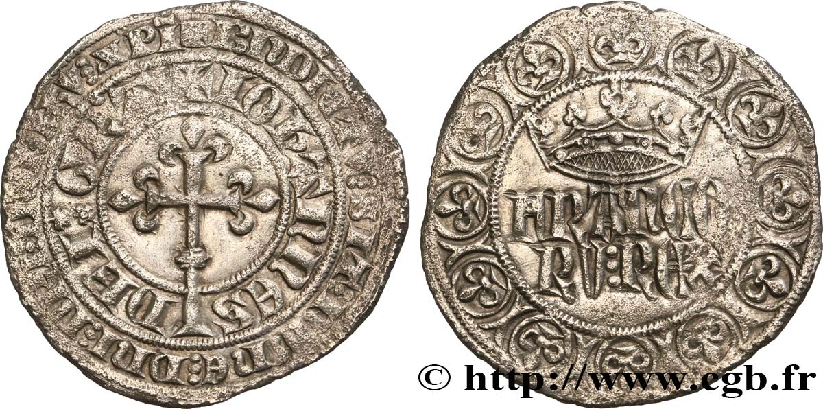 GIOVANNI II  THE GOOD  Gros à la couronne 22/08/1358  q.SPL