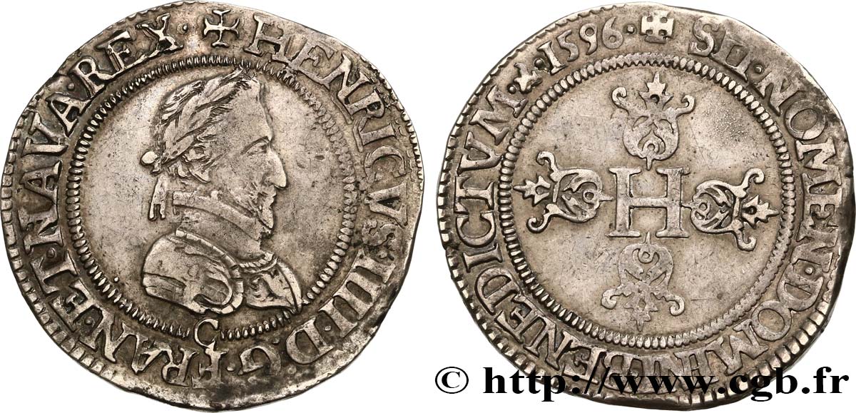 HENRY IV Demi-franc, 1er type de Saint-Lô 1596 Saint-Lô XF