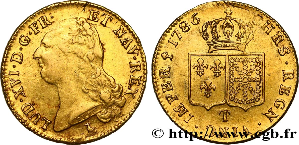 LOUIS XVI Double louis d’or aux écus accolés 1786 Nantes TTB