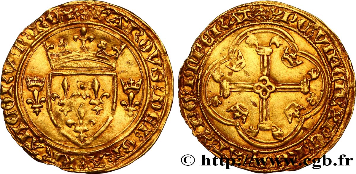 CHARLES VII LE VICTORIEUX Écu d or à la couronne ou écu neuf 18/05/1450 Tournai TTB