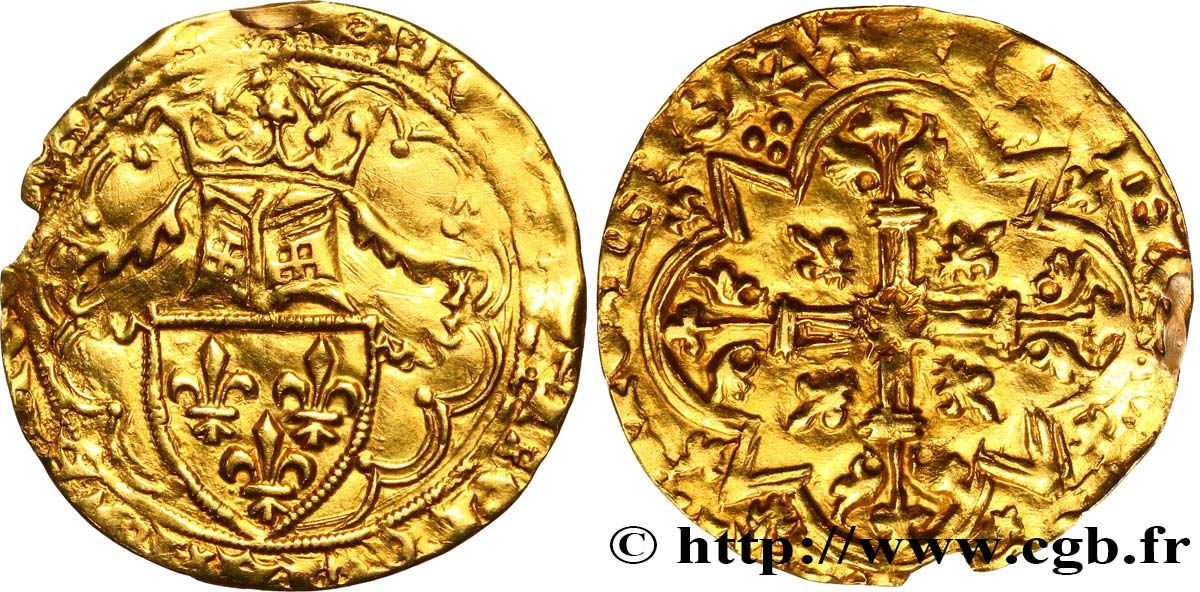 CHARLES VI  THE MAD  OR  THE WELL-BELOVED  Demi-heaume d’or n.d. La Rochelle q.BB/MB