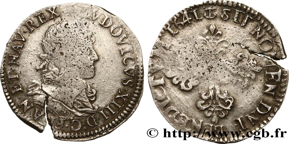 LOUIS XIII LE JUSTE Demi-franc, 16e type 1641 Grenoble TB+
