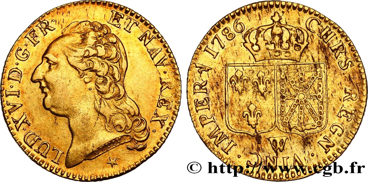 LOUIS XVI Louis d or aux écus accolés 1786 Lille MBC+/MBC