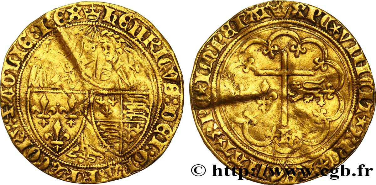 HENRY VI DE LANCASTRE - ROI DE FRANCE (1422-1453) - ROI D ANGLETERRE (1422-1461) et (1470-1471) Salut d or 06/09/1423 Paris TB+