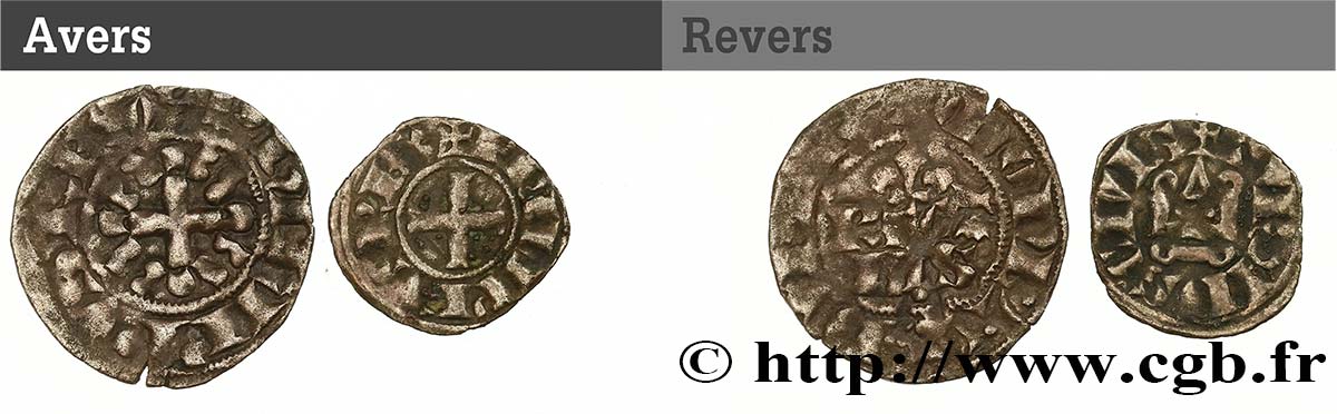 FILIPPO IV  THE FAIR  Lot de 2 monnaies royales n.d. s.l. MB