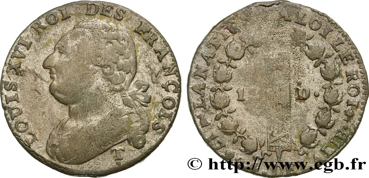 LOUIS XVI (MONARQUE CONSTITUTIONNEL) 12 deniers dit au faisceau , type FRANÇOIS 1792 Saumur TB+