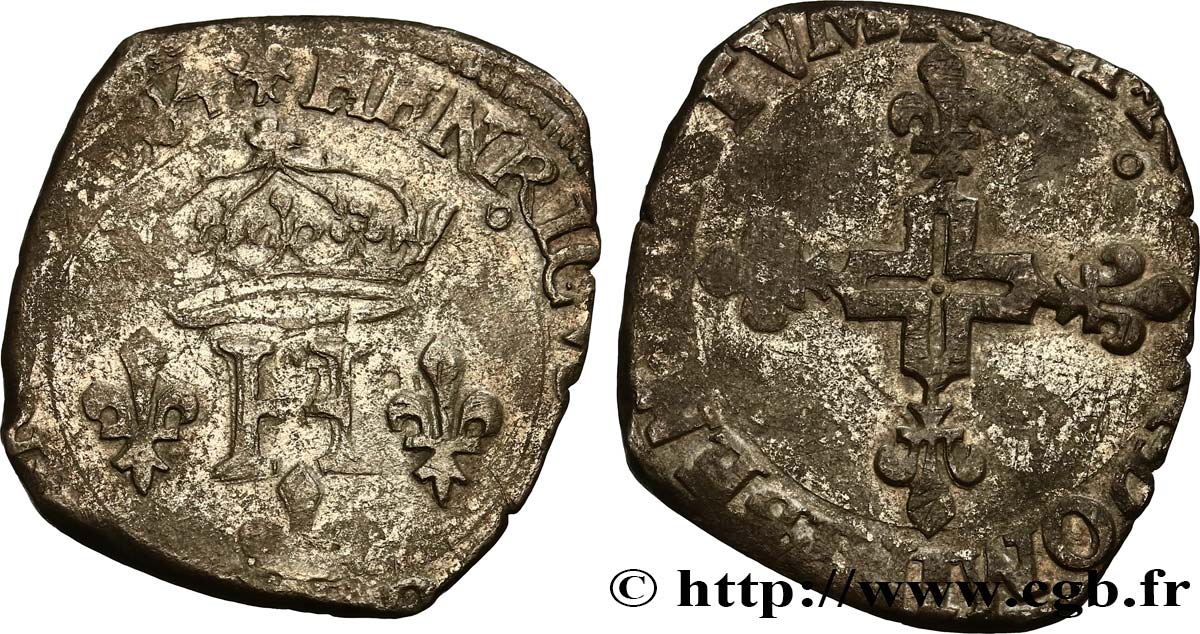 HENRY III Double sol parisis, 2e type 1584 Montpellier fS