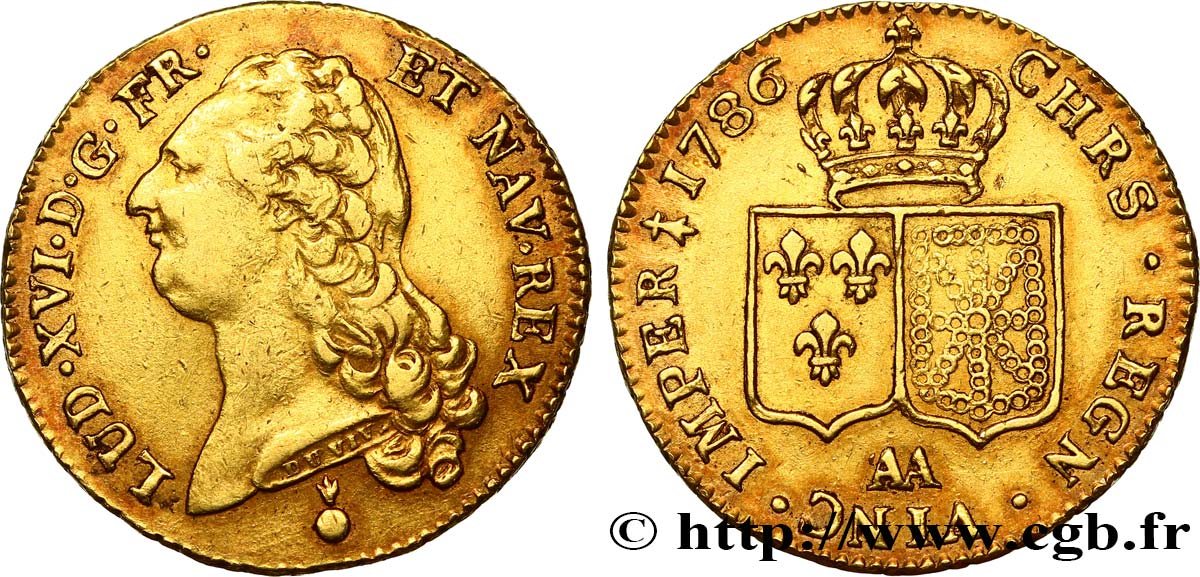 LOUIS XVI Double louis d’or aux écus accolés 1786 Metz TTB