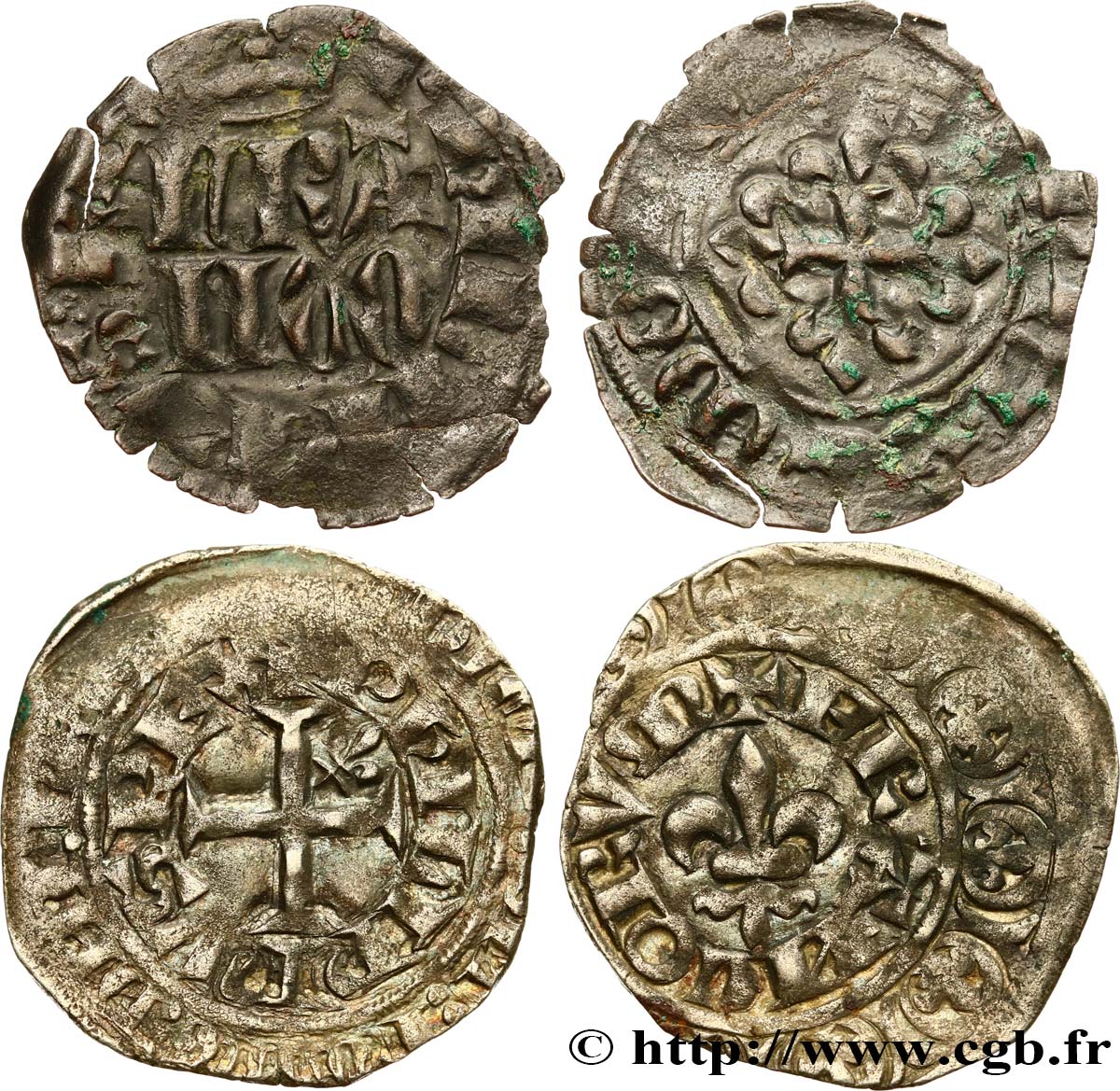 PHILIPP VI OF VALOIS Lot de 2 monnaies royales n.d. Ateliers divers fSS