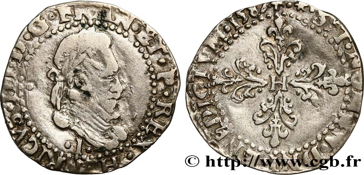 HENRY III Quart de franc au col plat 1587 Limoges q.BB