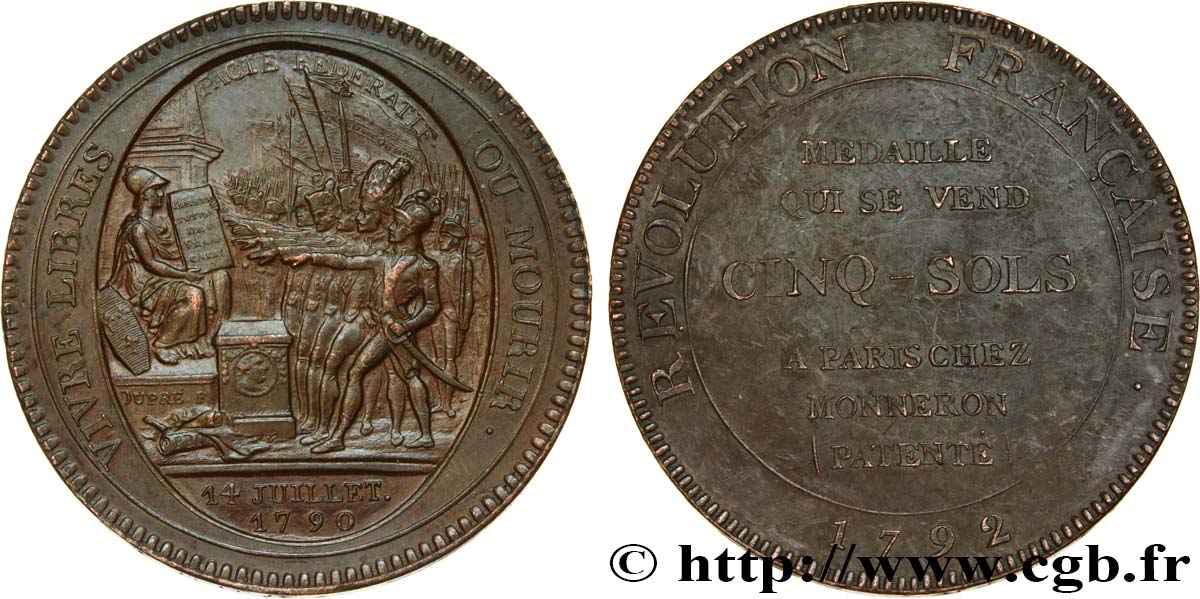 REVOLUTION COINAGE / CONFIANCE (MONNAIES DE…) Monneron de 5 sols au serment (An IV), 4e type 1792 Birmingham, Soho AU
