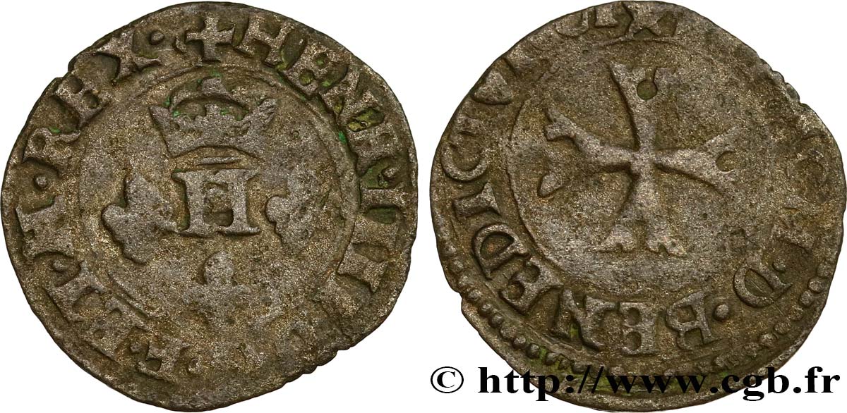 HENRY IV Liard à l H couronnée, 4e type (à la croix échancrée) 1601 Chambéry XF