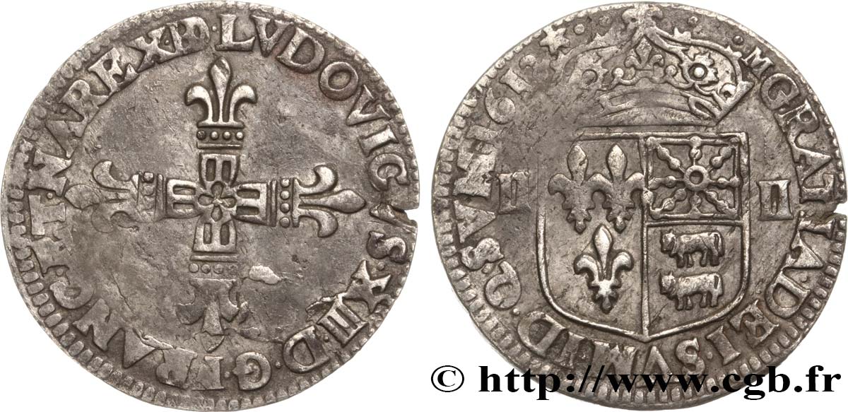 LOUIS XIII  Quart d écu de Béarn 1612 Pau SS