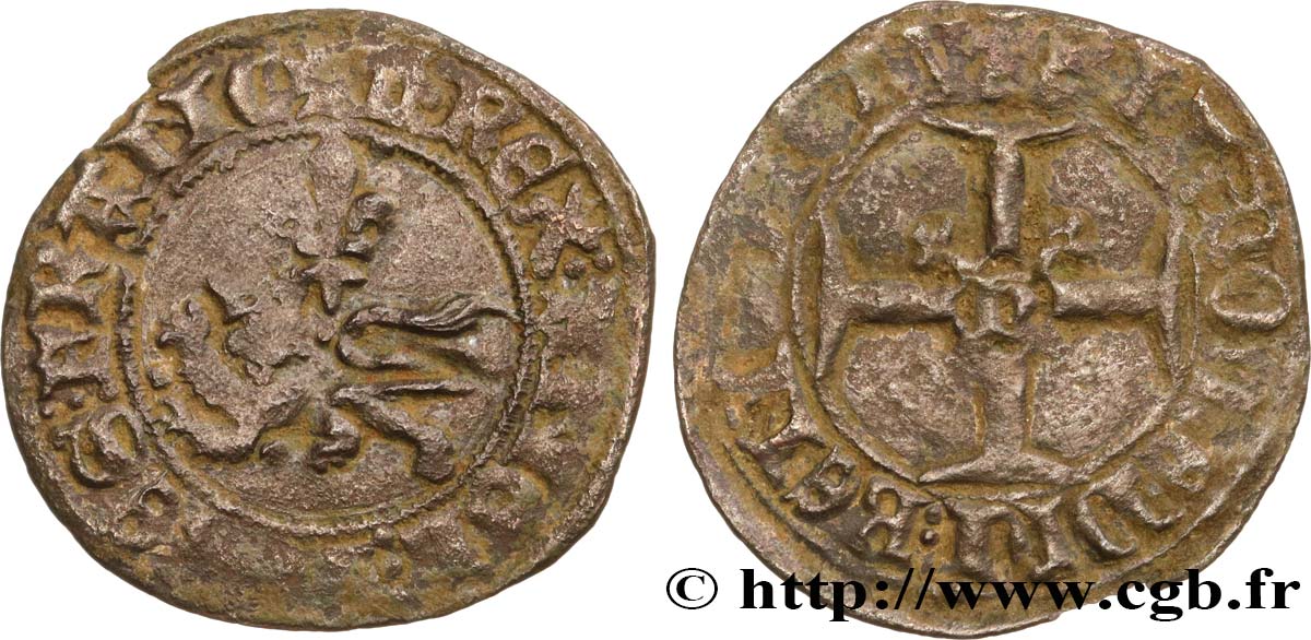 HENRY V OF LANCASTER Double tournois ou niquet dit  Léopard  30/11/1421 Rouen q.BB