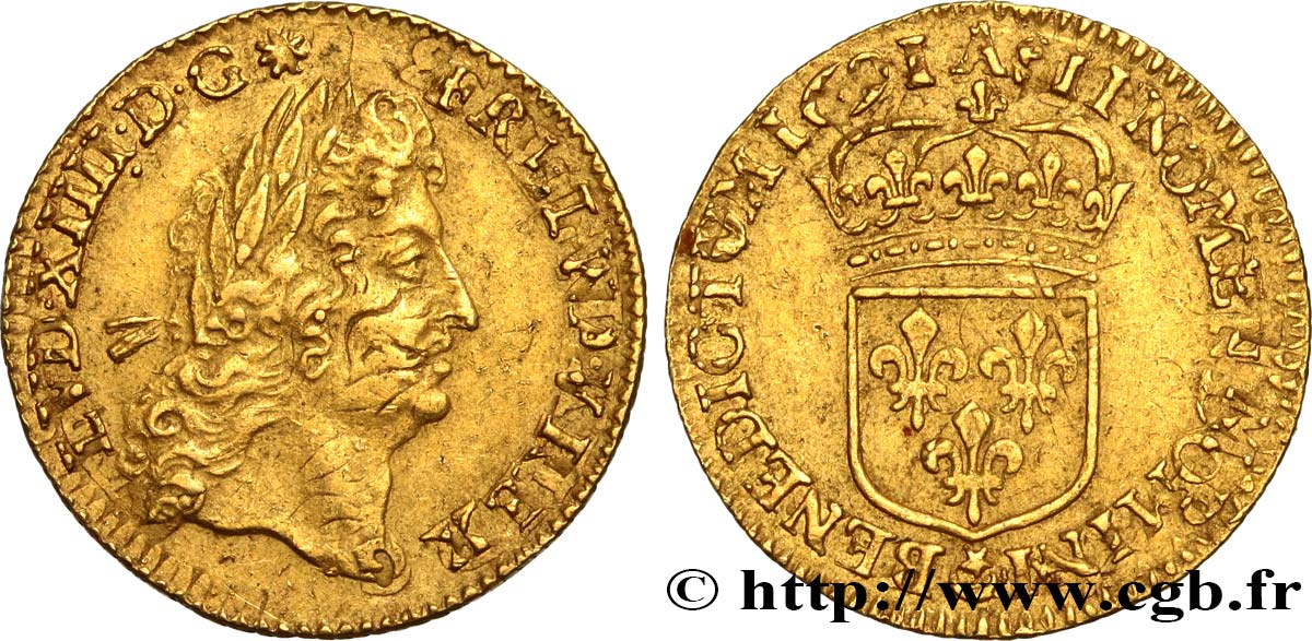 LOUIS XIV LE GRAND OU LE ROI SOLEIL Demi-louis d or à l écu 1691 Paris TTB