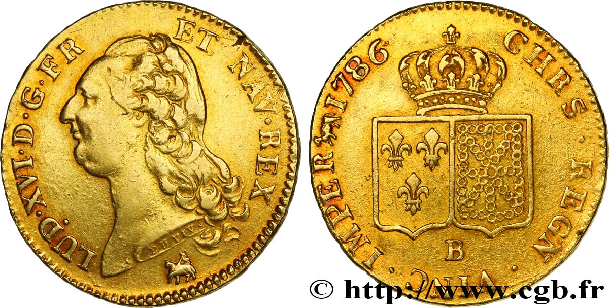 LOUIS XVI Double louis d’or aux écus accolés 1786 Rouen AU/AU