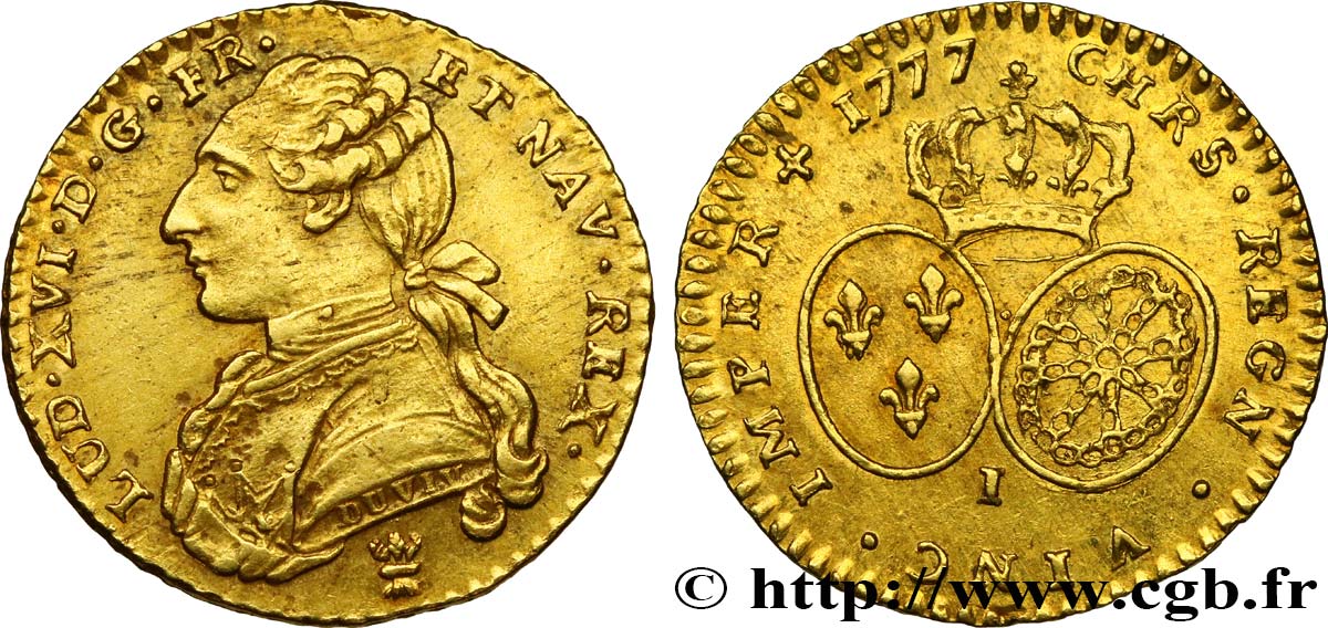 LOUIS XVI Demi-louis d’or aux écus ovales 1777 Limoges AU